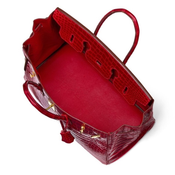 Hermès Braise Shiny Porosus Crocodile Birkin 35 Gold Hardware - Picture 7 of 7